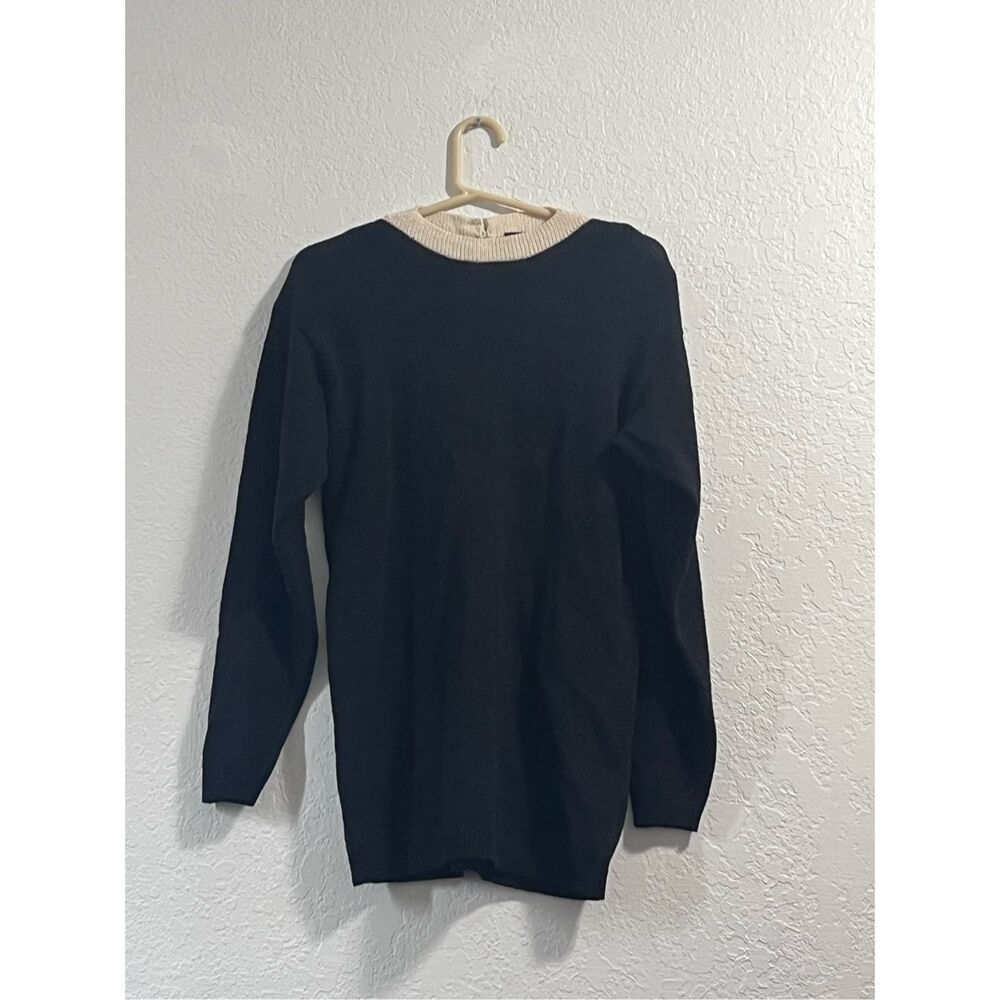 HELEN HSU black long knit sweater Santana knit XS color blocked